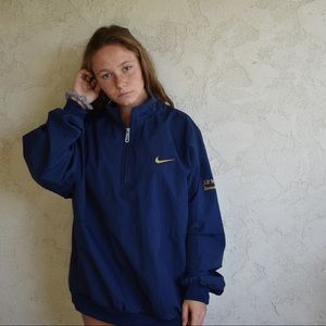 Royal blue nike quarter zip windbreaker w/ pockets